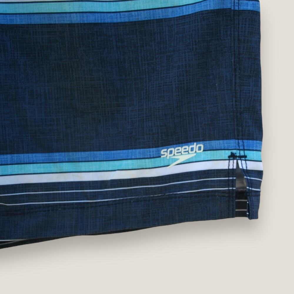 Men's Speedo Blue Striped Active Stretch Swim Shorts Sz: XL - Picture 6 of 7
